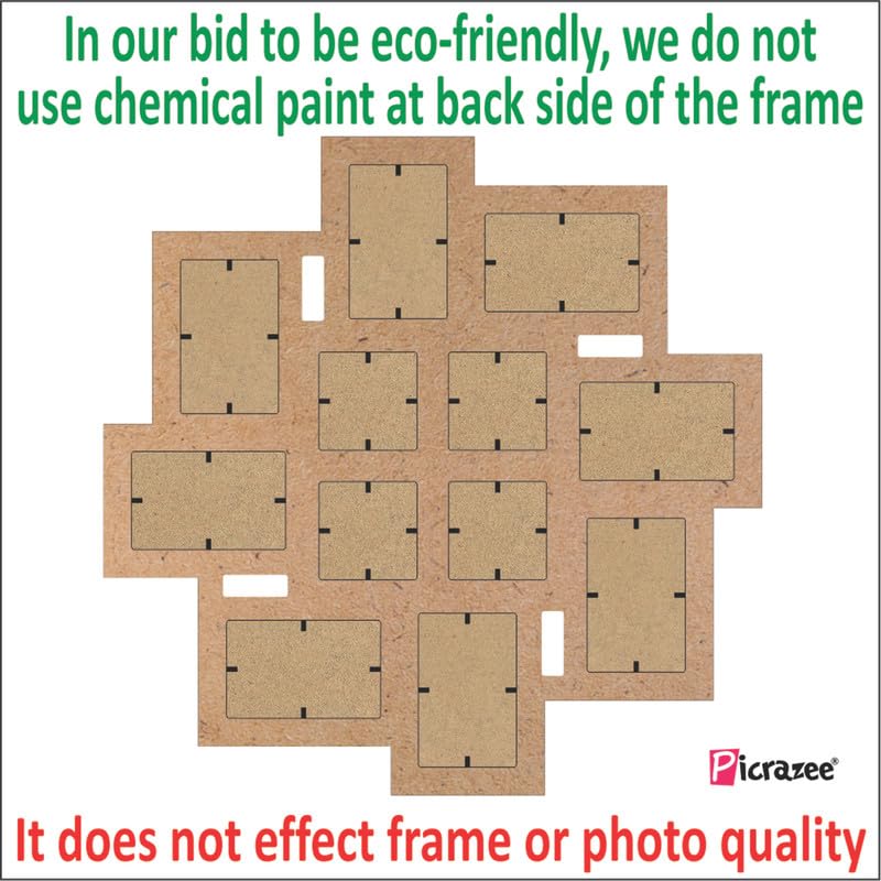 Picrazee Wooden Multiple Images Collage Photo Frame For Wall Decor (12 Photographs, Black Glitter, Size- 23.5* X 23.5* Inch), Re